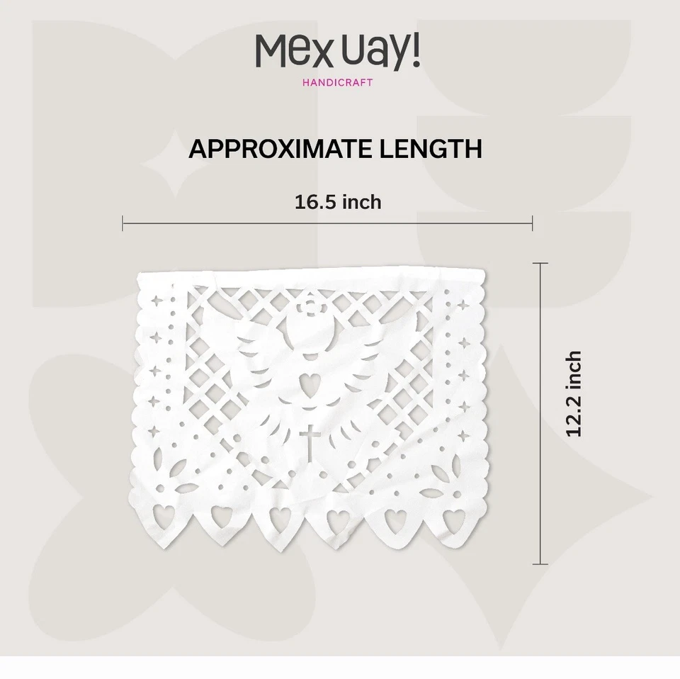 Estandartes de fiesta Mi Bautizo ~ Paquete de 3 pancartas de 18 pies cada una - Papel de plástico Picado blanco Foto 2 de 4