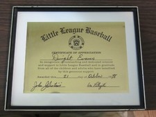 Dwight Evans 1978 Little League Baseball Appreciation Plaque Boston Red Sox