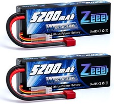 Zeee 2S 5200mAh 7.4V 50C Lipo Battery Hard Case Lipos with EC5 Plug