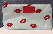 CLINIQUE x KATE SPADE Aqua  Red Lips Makeup Cosmetic Zip Bag Pouch NEW