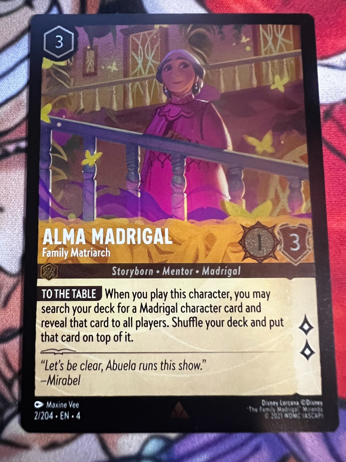 Disney Lorcana Ursula’s Return Alma Madrigal Family Matriarch Foil 2/204 NM