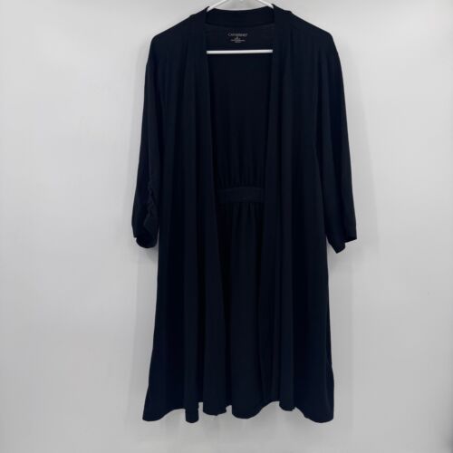 Catherines Cardigan Women 3X Black Knit Short Sleeves Minimalist Office Duster