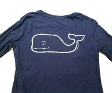Vineyard Vines Shirt Women's Blue Whale Pocket Tee Preppy Ladies XS Long Sleeve
