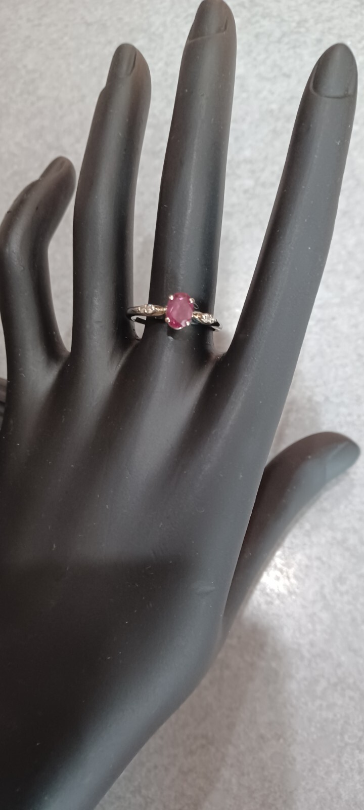 18kt. Solid White Gold, Ruby & Diamond Ladies Rin… - image 2