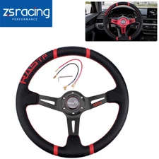 13"RASTP Dish Drifting Sport Steering Wheel Aluminum Surface Racing Black US