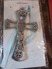 Bless This Child Boy  Nursery Pewter Wall Cross  NIp