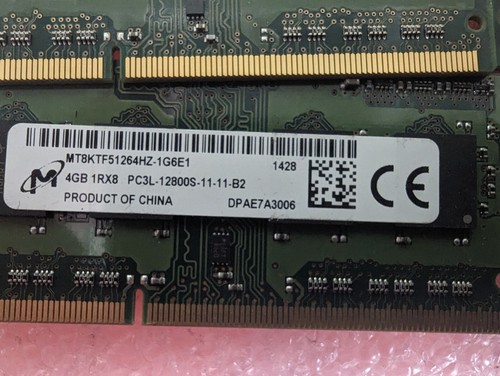 1 x 4GB 1Rx8 PC3L-12800S DDR3-1600 SODIMM Micron Laptop Memory RAM - Picture 2 of 2