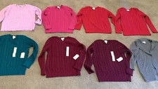 NEW St. John's Bay Size PXL Sweaters Purple,Red,Green,Lavender,Pink or Grey NWT