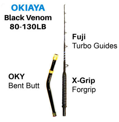 OKIAYA BLACK VENOM-PRO BENT BUTT FISHING ROD 80-130 LB. 