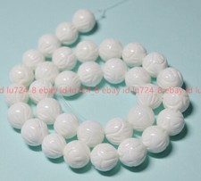 AAA Beauty White Carving Coral Gemstone Round Loose Beads 15" 6/8/10/12/14mm