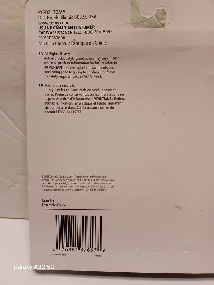 New Tomy John Deere 10 Pc Tractor Trailer Cow Plastic Farm Set 3+Ages Children's - Image 4 of 4