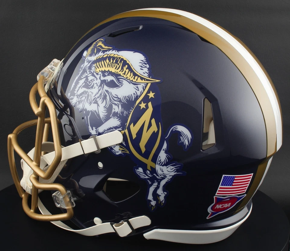 Casco de fútbol americano réplica tamaño completo NAVY MIDSHIPMEN NCAA Riddell VELOCIDAD Foto 3 de 4