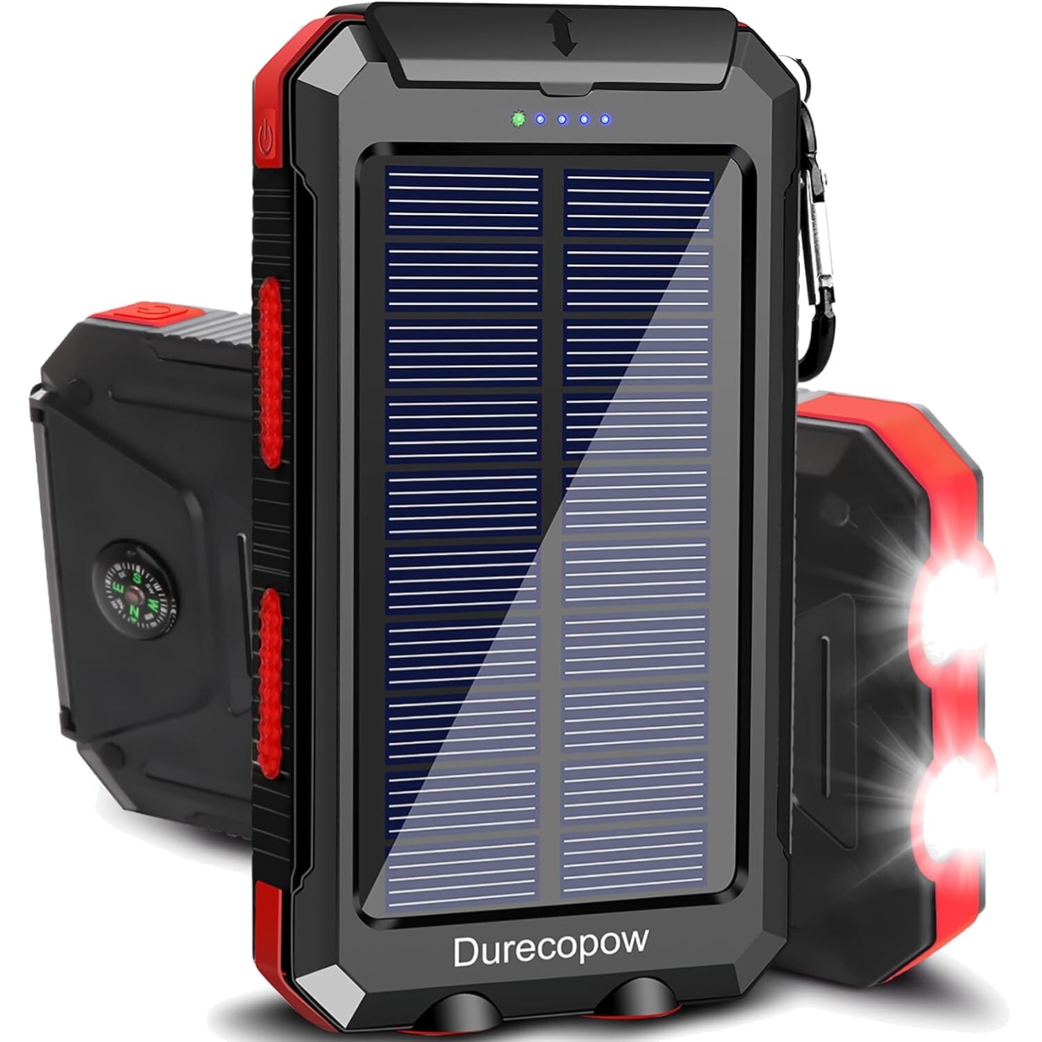 20000mAh Waterproof Solar Charger with Dual USB Ports and Built-In LED Flashlight for Outdoor Adventures