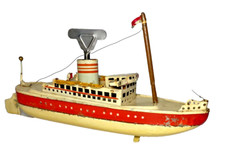 ORIGINAL 1940s ARNOLD BOAT SHIP TIN LITHO WINDUP OCEAN LINER 9"