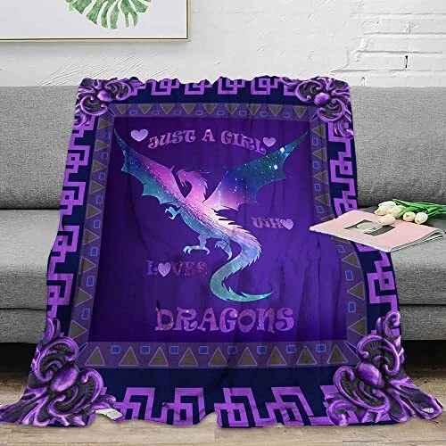 Purple Dragon Throw Blanket Warm Ultrasoft Flannel Blanket For Bed
