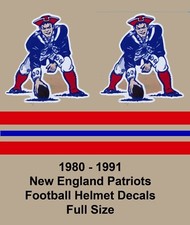 NOS  1980 - 1991 New England Patriots FS Football Helmet Decal Set - 20 mil 3M