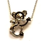 10k white gold .05ct black diamond Koala bear baby pendant necklace 2.6g  — photo 1