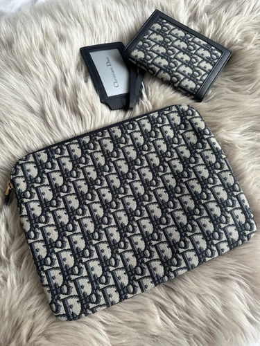 Pochette de voyage jacquard zippée oblique Christian Dior