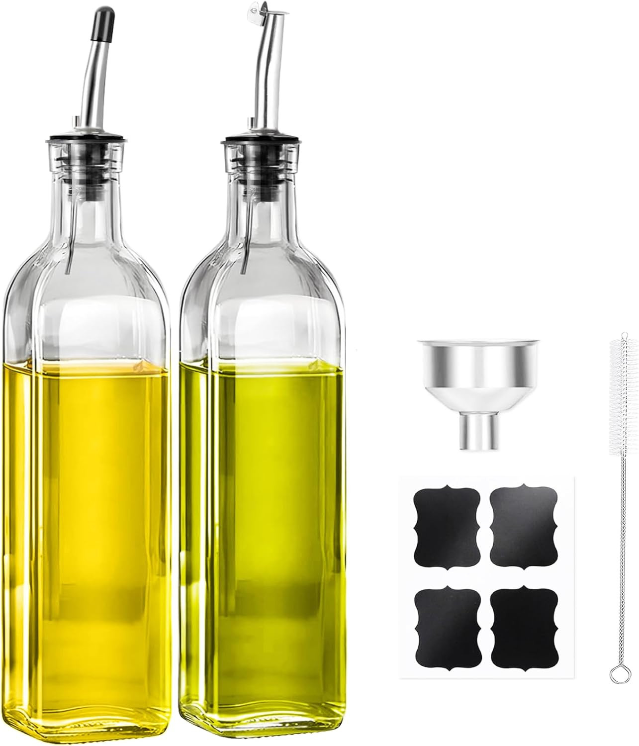 Botella dispensadora de aceite de oliva, 2 piezas botella de aceite de vidrio para cocina, aceite y vinagre