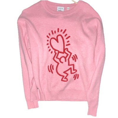 Lacoste x Keith Haring Pink Graphic Print Crewneck Pullover
