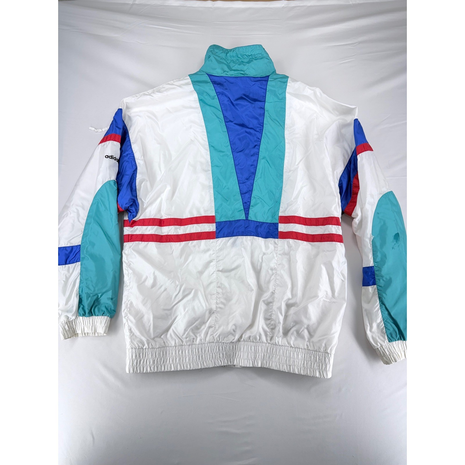 Vintage Adidas ATP Line Windbreaker Jacket Mens White Blue Teal Colorblock 90s L thumbnail 2