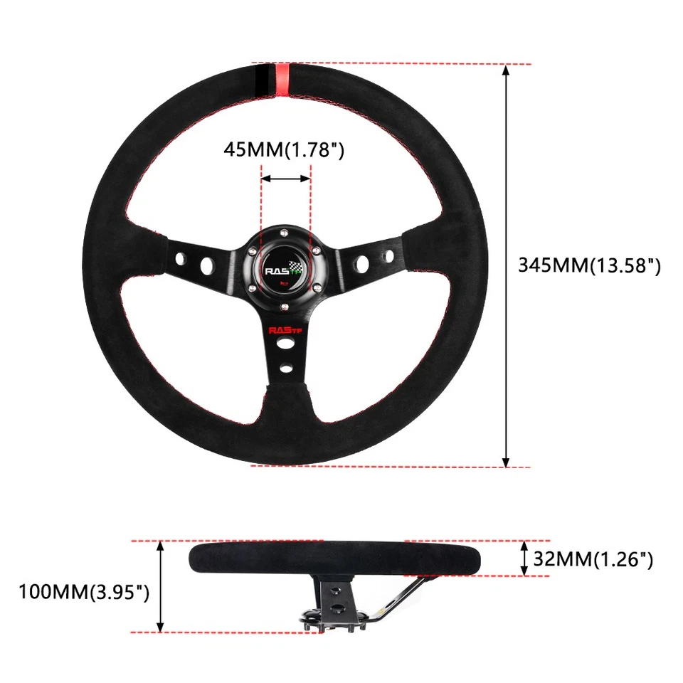 14" Suede Steering Wheel+Quick Release+Hub Adapter 110H For Honda Civic 92-95 EG Foto 2 de 4