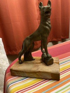VTG Antique  German Shepard Bronze Cast Iron Bookend / door stop 7” Tall