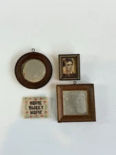 Dollhouse Vintage Mini Wall Hangings Mirrors, Portrait, Home Sweet Home Needlept