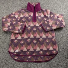 Simply Southern Pullover Womens L Pink Fleece Sherpa Geometric Aztec Sweatshirt