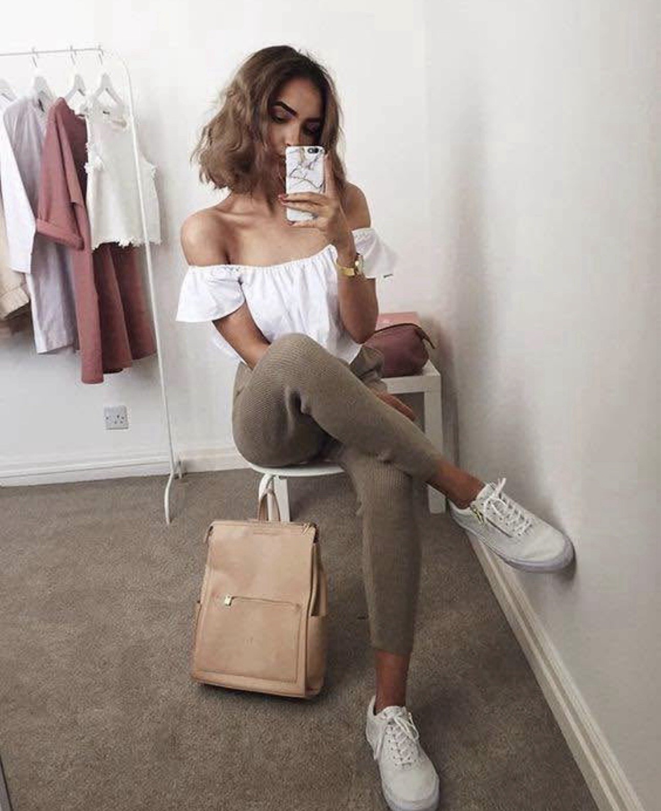 French Connection Oversize Zip Backpack Blush Pin… - image 2