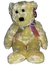 NEW TY Beanie Buddy Sherbet Bear Yellow 100 Tysilk Easter Pastel Spring 14  
