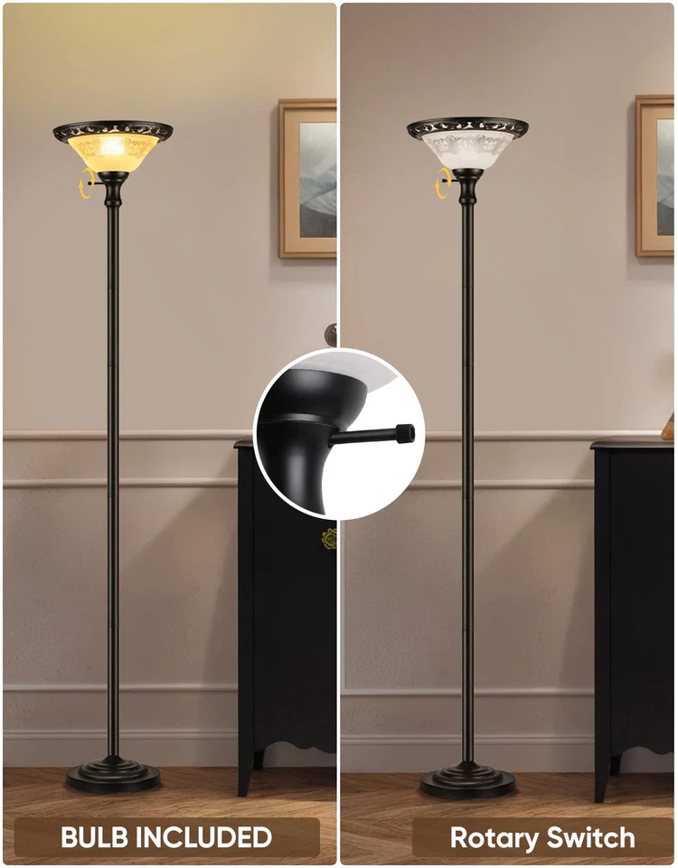 Lámparas de Pie para Salón, Lámpara de Pie 70" Lámpara Antorcha de Pie con Grabado... Foto 4 de 4