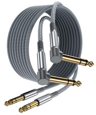 1/4 Quarter Inch TRS Instrument Cable 10Ft 2-Pack,Right-Angled to Straight 6.35M