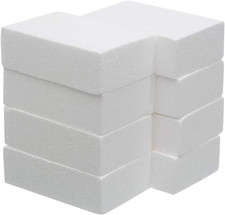 8 Pack Craft Foam Blocks 8X4X2 Inch Polystyrene Brick Rectangle for Arts,School