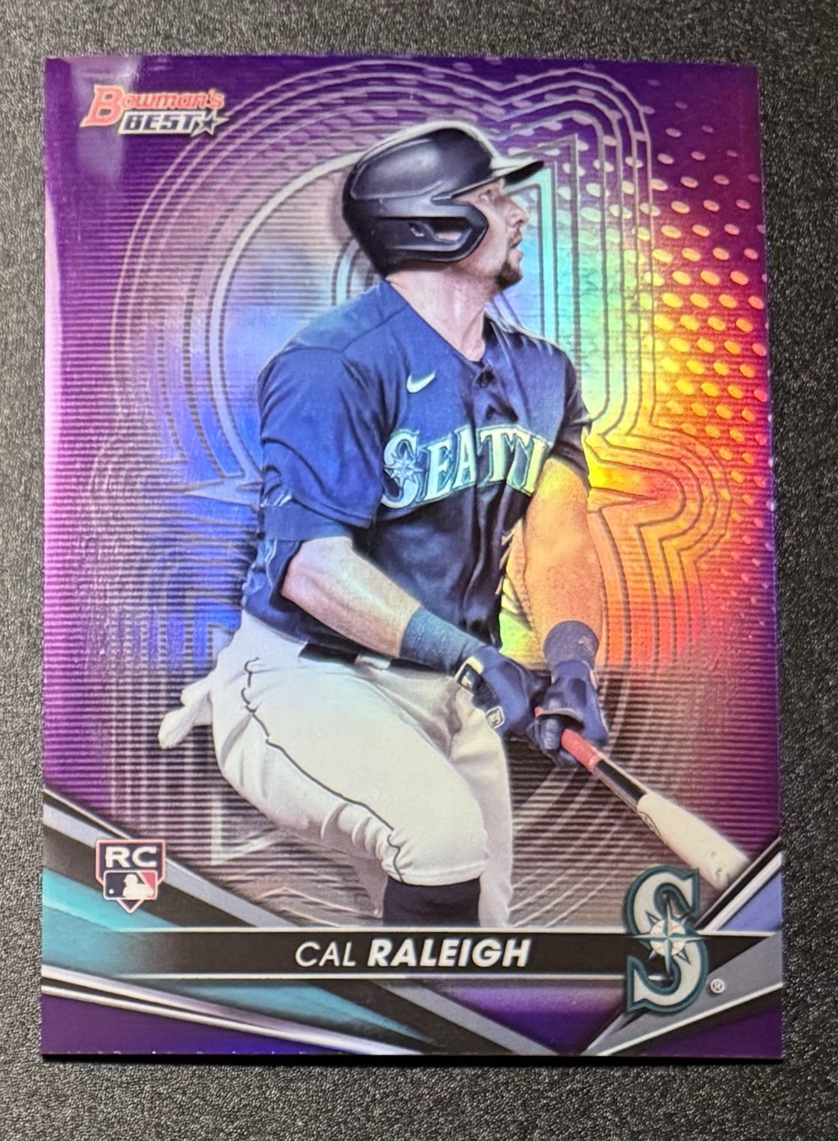 Cal Raleigh 2022 Bowmans Best RC Rookie #6 Purple Refractor /250 Mariners (UV2)