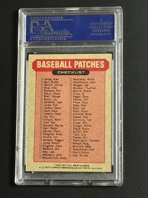 1977 TOPPS BASEBALL CLOTH STICKERS PSA 10 GEM MINT NL PUZZLE BOTTOM RIGHT POP 4 - Image 2 of 2