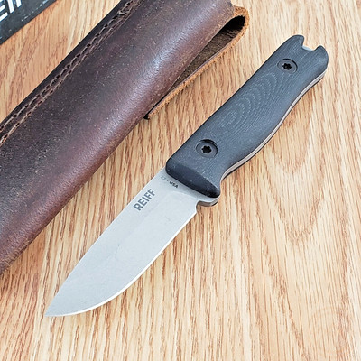 Reiff Knives F3 Fixed Knife 2.9'' Full Tang CPM 3V Steel Blade Black G10 Handle