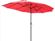 YESCOM UMBRELLA 15 X 9 FT PATIO DOUBLE-SIDED PATIO UMBRELLA - RED