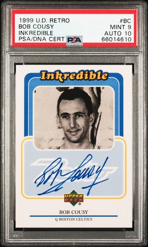 1999-00 Upper Deck Retro Bob Cousy #BC Inkredible Auto PSA 9/10 Mint Celtics
