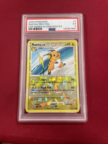 GRADED PSA 5 2009 Pokemon Raichu-Rev. Foil Pop Series 9- Cracked Ice #3