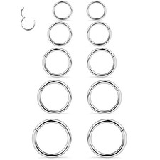 Dyknasz 10PCS 20G Surgical Steel Hinged Clicker 20g,6/7/8/9/10mm,slivertone