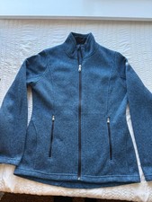 Spyder Women  s Medium Blue Heather Full Zip Sweater Fleece Jacket Zip Pockets