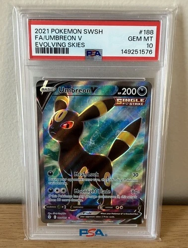 2021 Pokemon Umbreon V 188/203 PSA 10 Evolving Skies Full Art SWSH Eeveelution