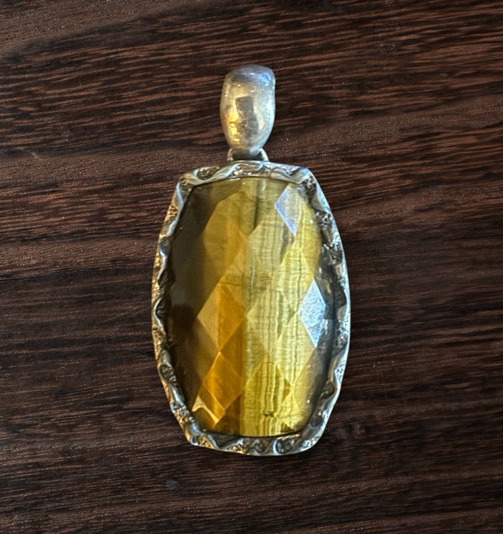 925 Sterling Silver Tigers Eye Necklace Pendant