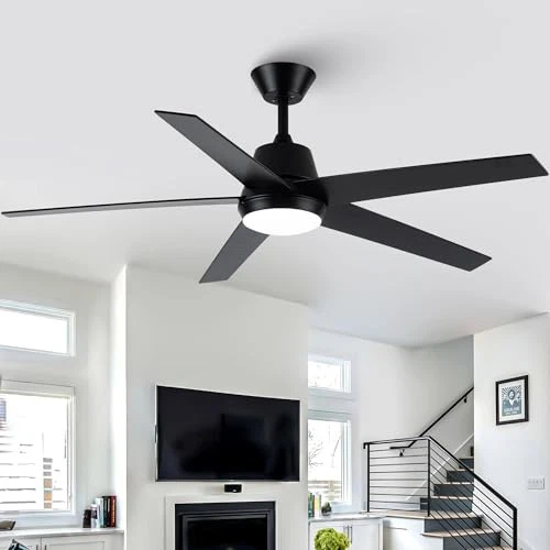 VACZON CEILING FANS LIGHTS REMOTE 52 INCH MODERN CEILING FAN QUIET - BLACK - Image 2 of 4