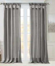 Madison Park Emilia TWIST TAB Faux Silk Window Curtain Panels 2 Panels GRAY