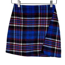 Abercrombie Fitch NWT Size 00 24 Wool Blend Plaid Wrap Mini Skirt Preppy Y2k