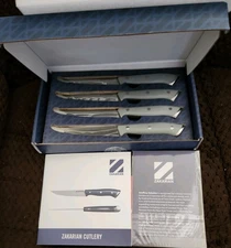 Zakarian by Dash K50534: 4-Piece Steak Knife Set with Gift Box Blue New