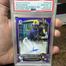JESUS MADE 2025 Bowman Chrome CPAJM Purple Refractor Auto /250 PSA 10 Auto 10 🔥