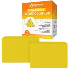 10 Sulfur Soap Cleansing Bar for Face  Body   All Natural Facial Cleanser fo